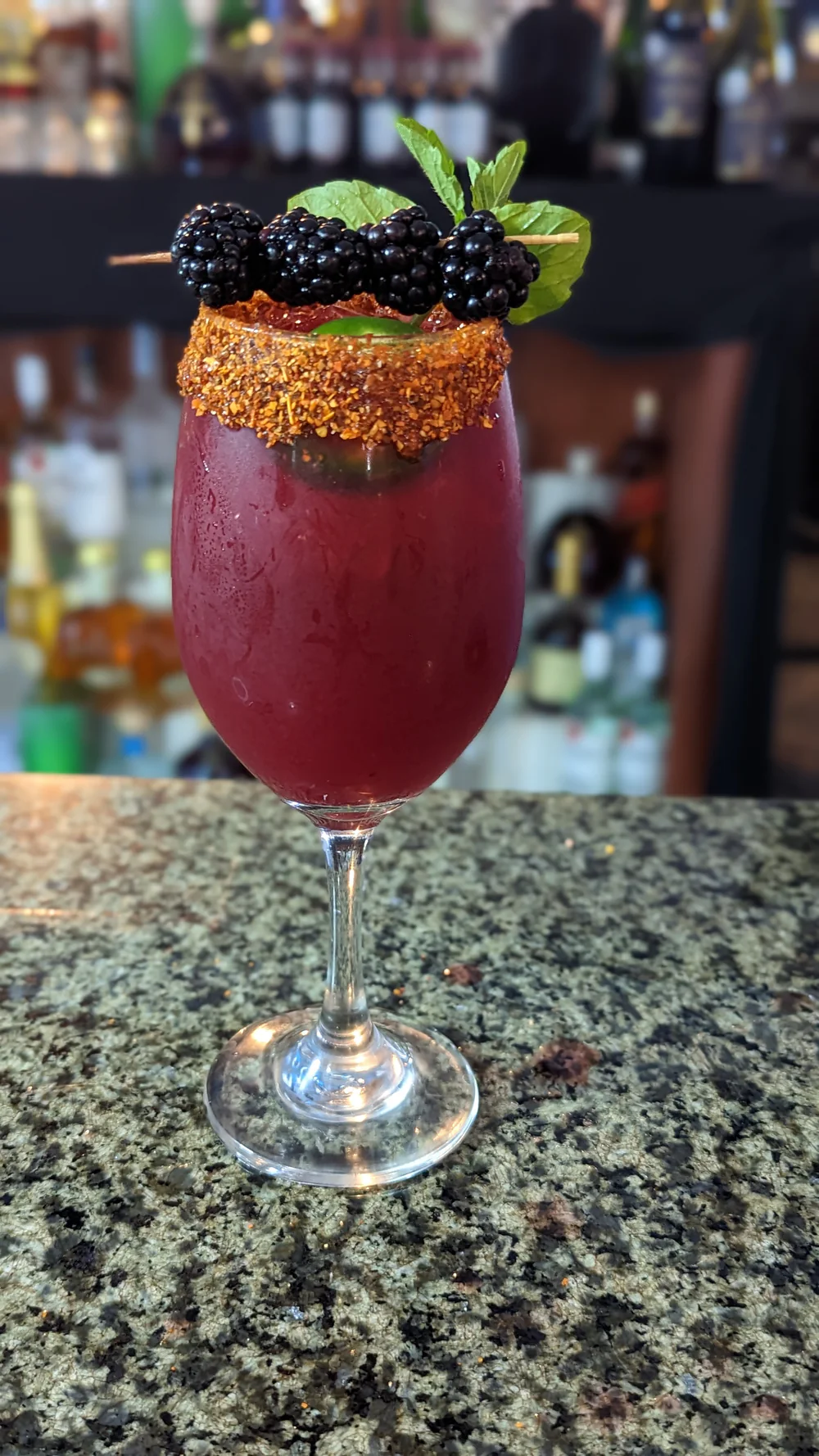 Blackberry cocktail with mint at Lavender Blue
